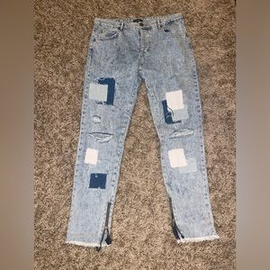 Men’s patchwork slim fit, tapered leg